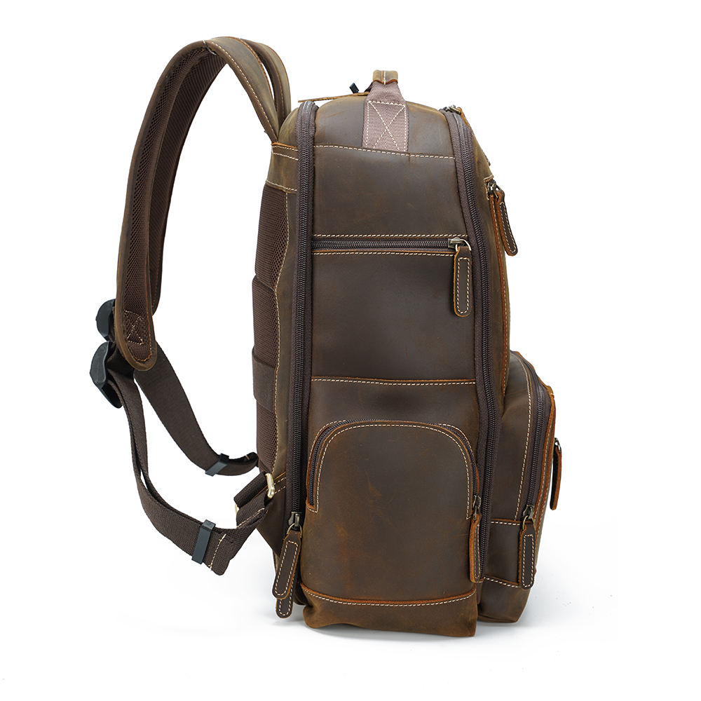 Baulenise Genuine Leather Backpack for Men Vintage 15.6 inches Laptop Backpack