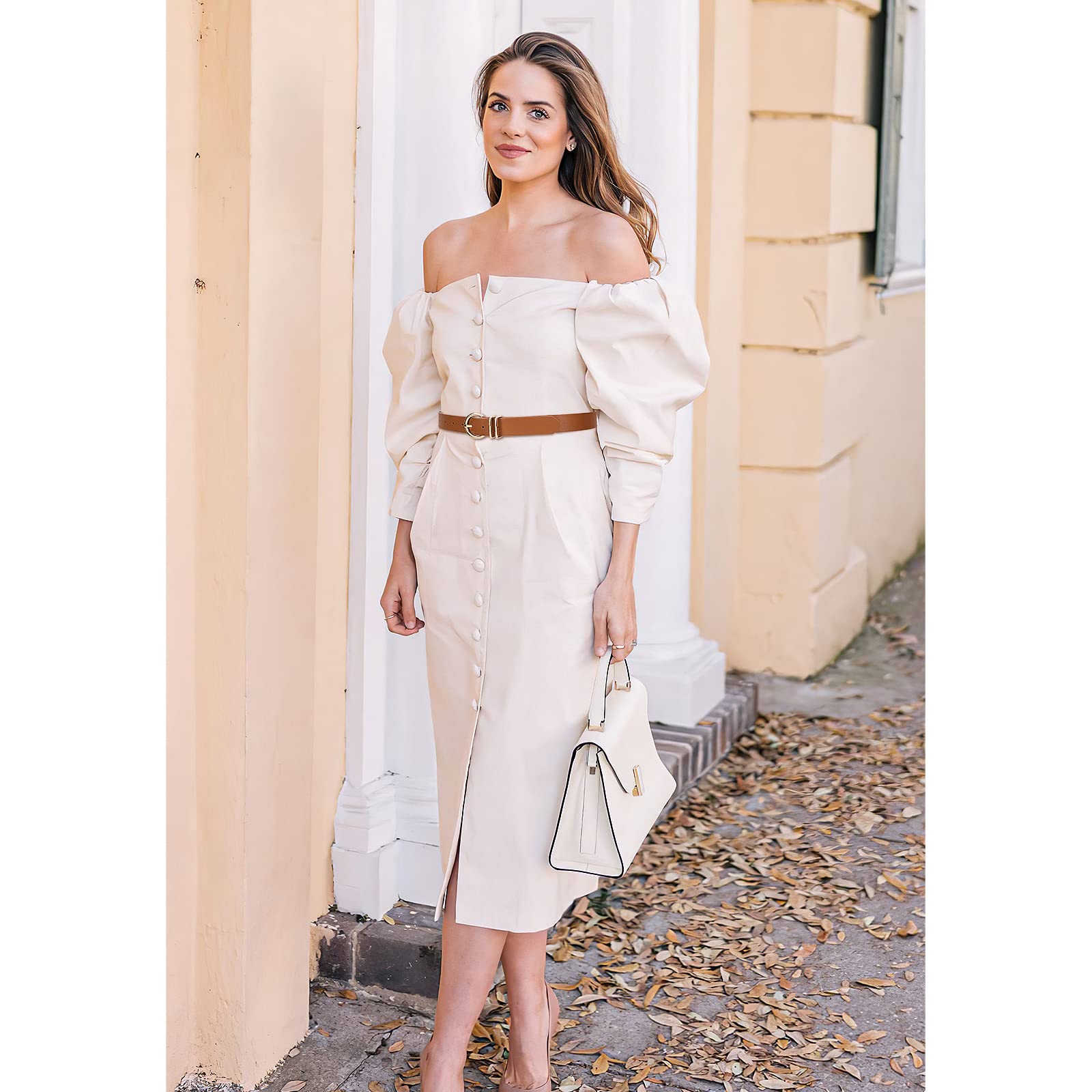 Baulenise 3 Pack Women Belts For Jeans Dresses Pants Ladies Leather Waist Belt with Gold Buckle