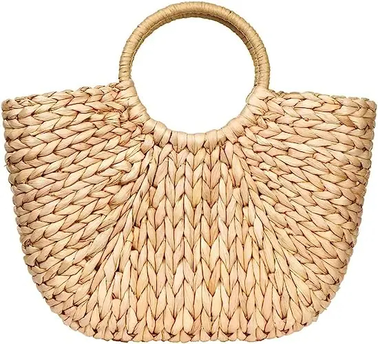 Baulenise bamboo Rattan Woven Hand bag Ladies Messenger Beach Straw Clutch Tote Bag